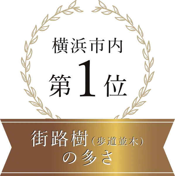 横浜市内第1位街路樹(歩道並木)の多さ